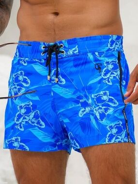 Tucann - Men's Premium Swim Shorts Neon Orchid Azure 3"